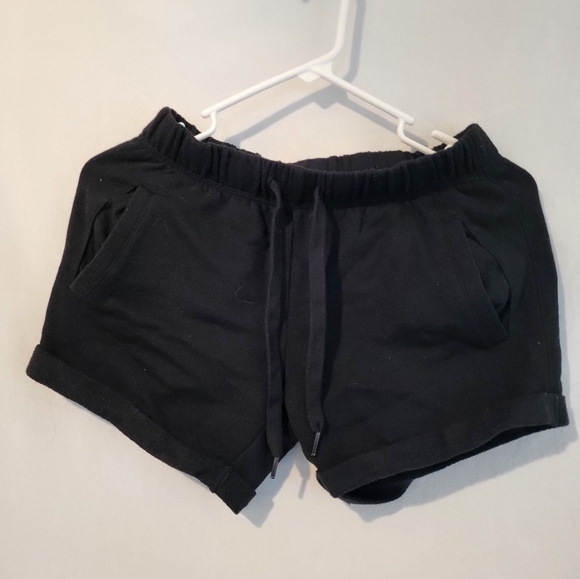 PINK black small cotton draw string shorts with pockets - Picture 2 of 4